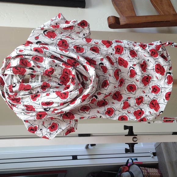 Ethos Paris Organic cotton Cap sleeve Poopy print Knit top and Infinity Scarf. - Picture 2 of 7